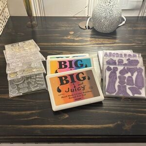 Lot of Cling Stamps and Ink Pads for Crafting